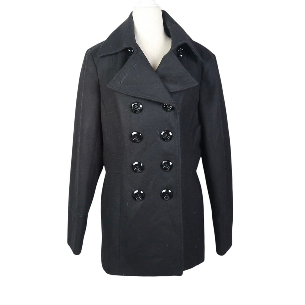 Vintage Jason Kole Black Wool Double-Breasted Peacoat Jacket L